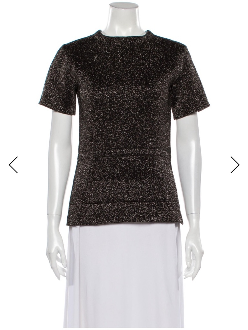 MARC JACOBS runway Metallic Black Short Sleeve Crewneck Top sweater zipper rare